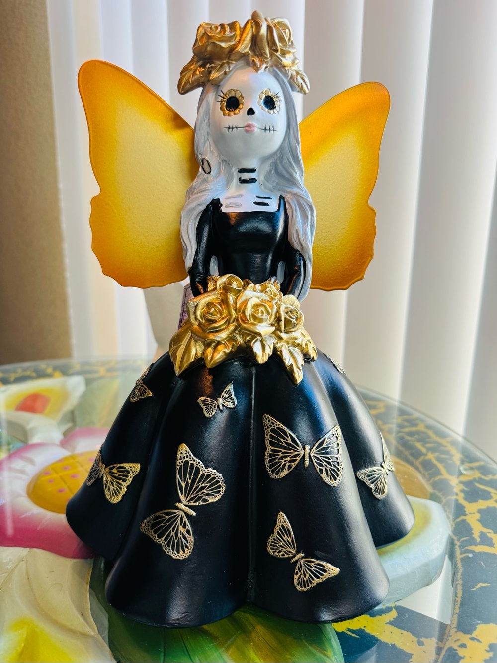 Bella Lux Day of the Dead Sugar Skull Fairy Figurine with Butterfly Wings BNWT